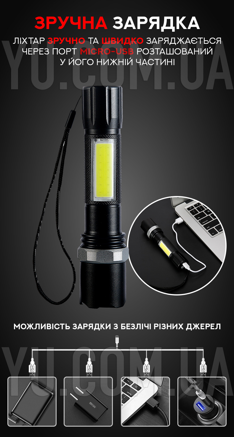 Ручний ліхтарик BL W546 COB Ручний ліхтарик BL W546 COB